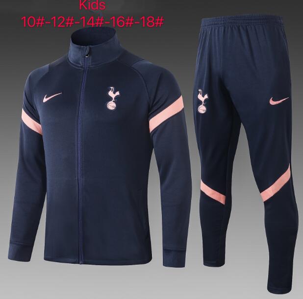 Kids Tottenham Hotspur Navy Pink Jacket and Pants Training Kits 2020/21